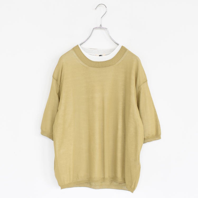 HIGH-TWISTED COTTON SHEER KNIT LAYERED P/O ハイツイストコットン シアーニット レイヤードプルオーバー