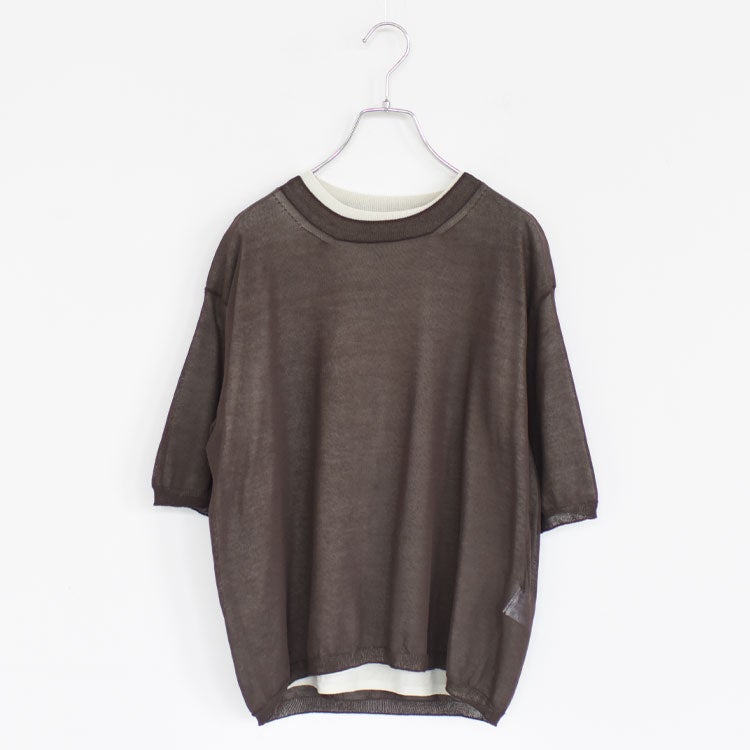 HIGH-TWISTED COTTON SHEER KNIT LAYERED P/O ハイツイストコットン シアーニット レイヤードプルオーバー