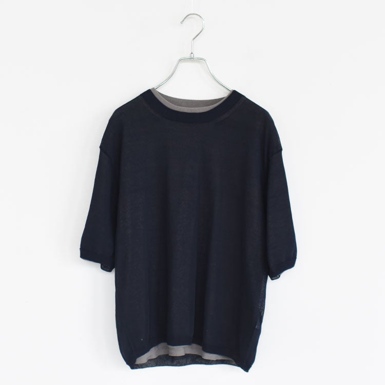 HIGH-TWISTED COTTON SHEER KNIT LAYERED P/O ハイツイストコットン シアーニット レイヤードプルオーバー