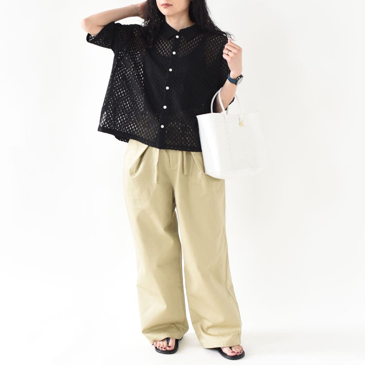 Cambay フラワーレース ショートスリーブシャツ