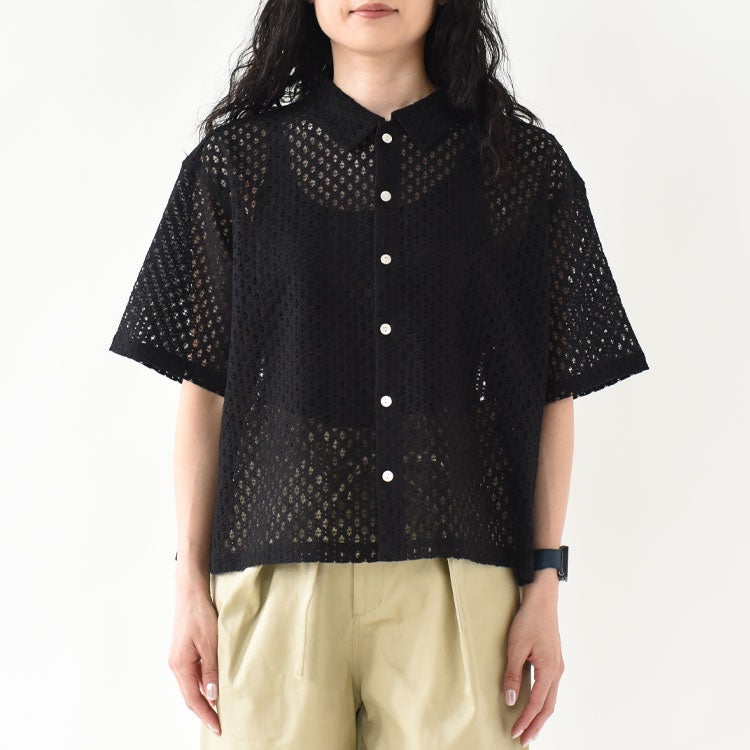 Cambay フラワーレース ショートスリーブシャツ