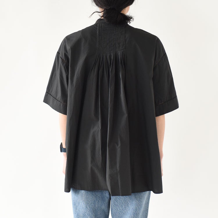 Baran コットンポプリン ピンタックシャツ