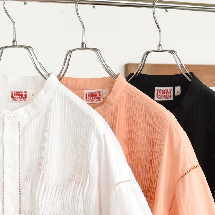 Baran コットンポプリン ピンタックシャツ