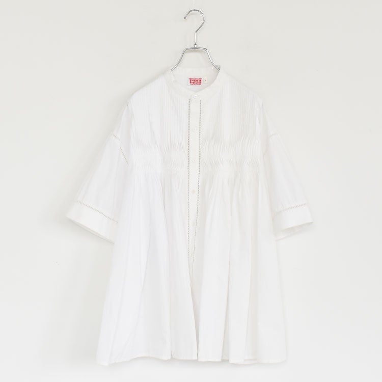 Baran コットンポプリン ピンタックシャツ