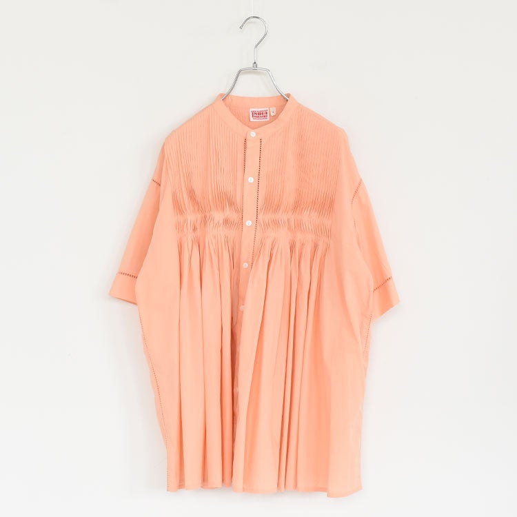 Baran コットンポプリン ピンタックシャツ