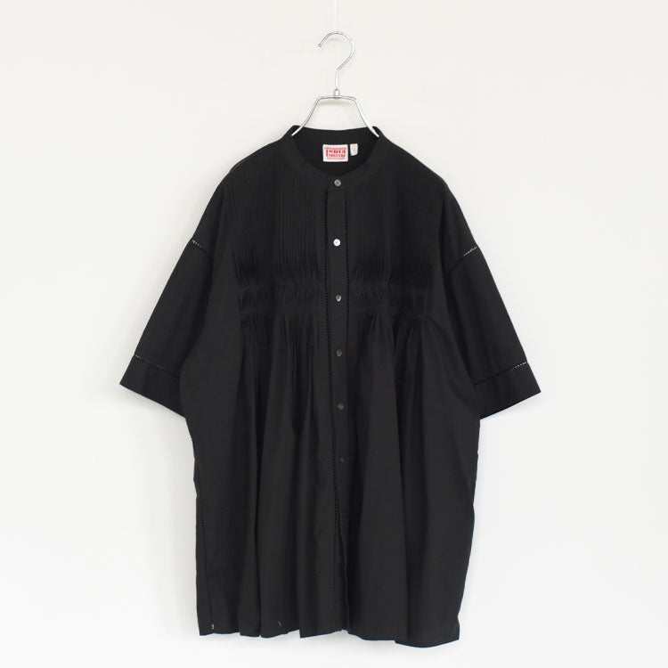 Baran コットンポプリン ピンタックシャツ