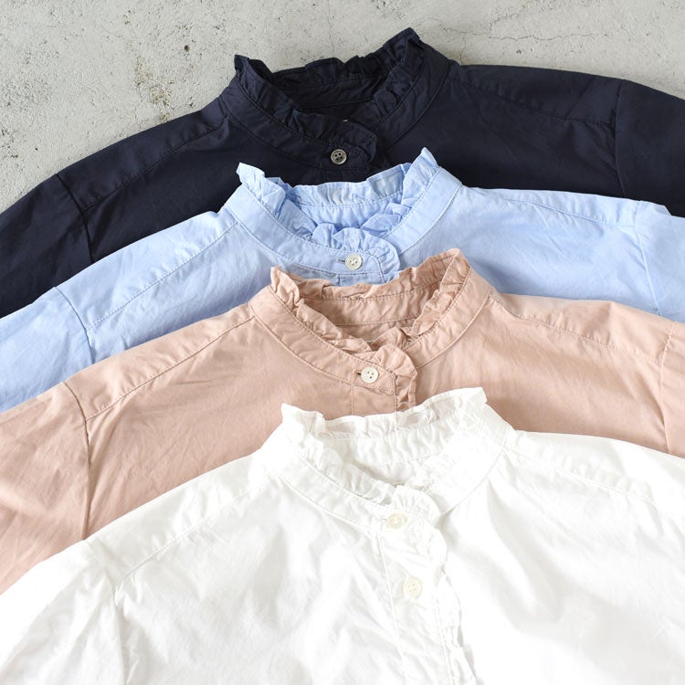 half sleeve front half frill shirt ハースリーブフロントハーフフリルシャツ