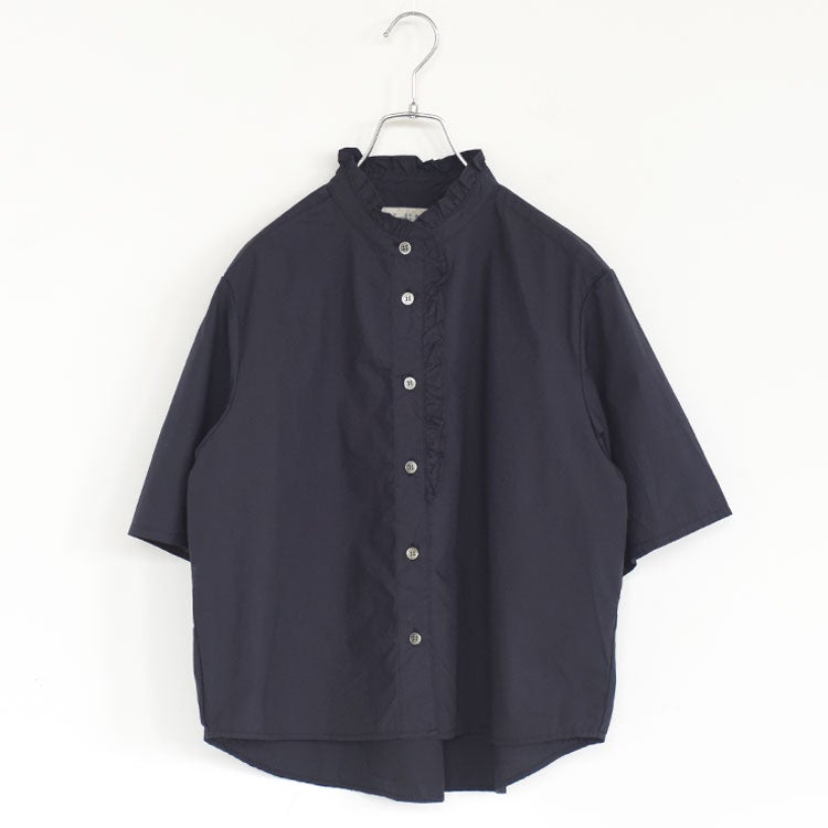 half sleeve front half frill shirt ハースリーブフロントハーフフリルシャツ