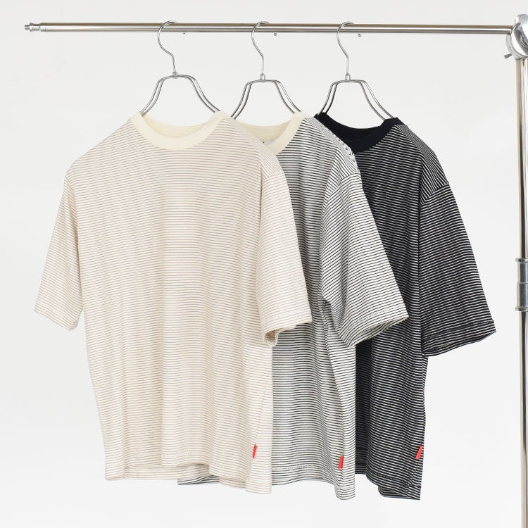ナローボーダー　クルーネック半袖Tシャツ