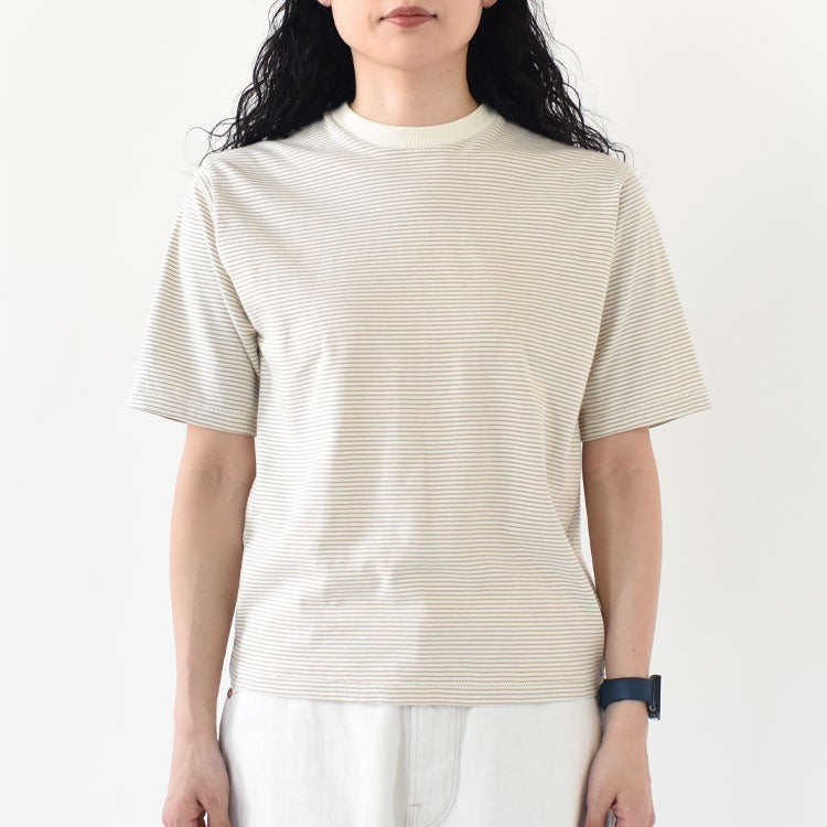 ナローボーダー　クルーネック半袖Tシャツ