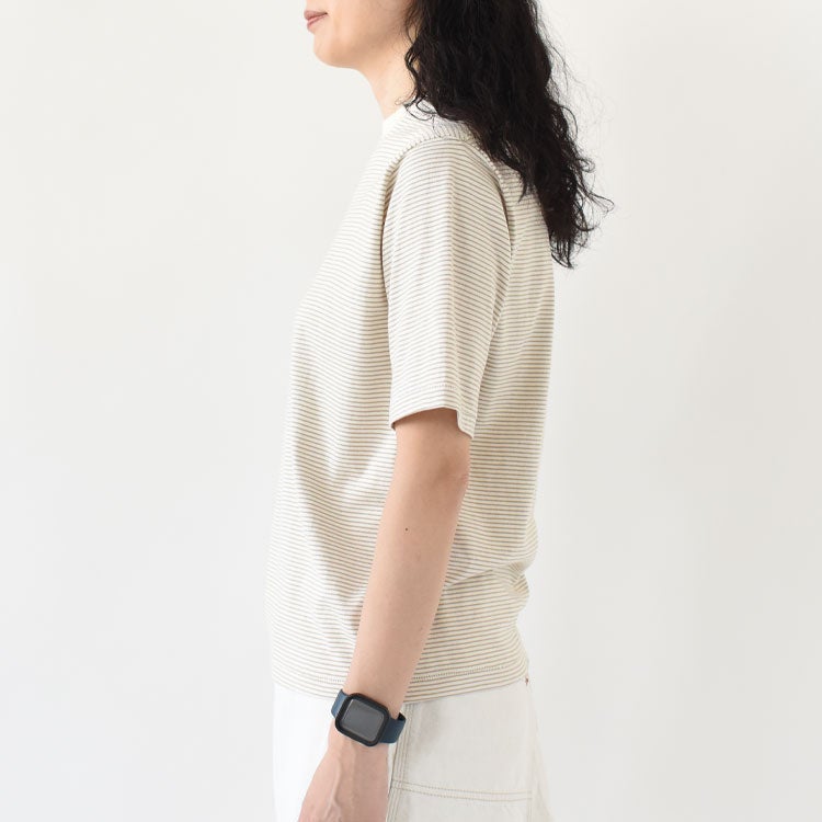 ナローボーダー　クルーネック半袖Tシャツ