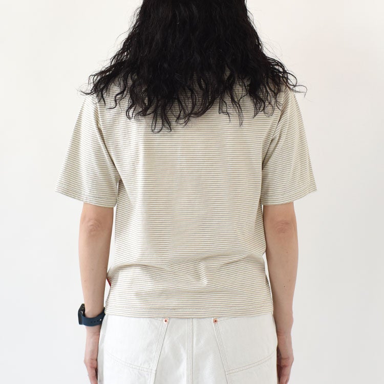 ナローボーダー　クルーネック半袖Tシャツ
