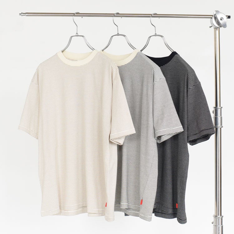 ナローボーダー　クルーネック半袖Tシャツ