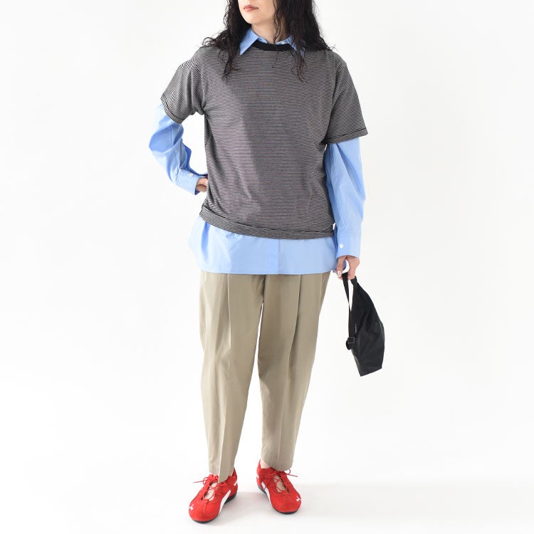 ナローボーダー　クルーネック半袖Tシャツ