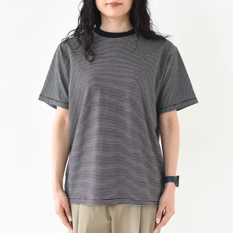 ナローボーダー　クルーネック半袖Tシャツ