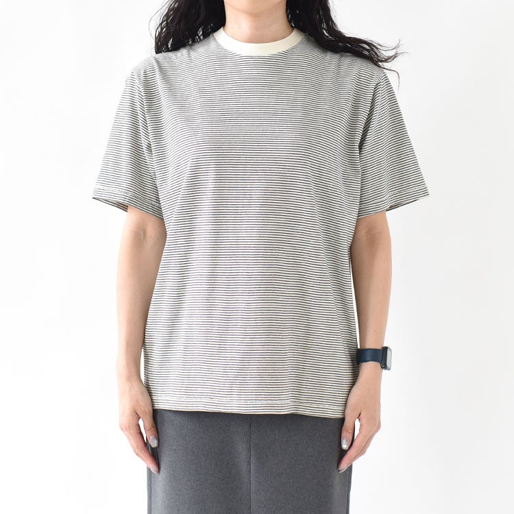 ナローボーダー　クルーネック半袖Tシャツ