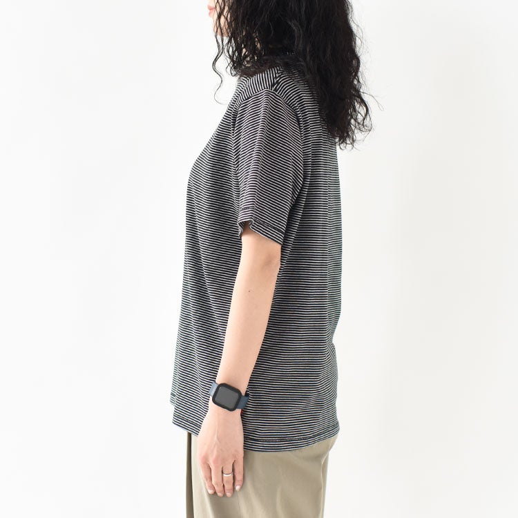 ナローボーダー　クルーネック半袖Tシャツ