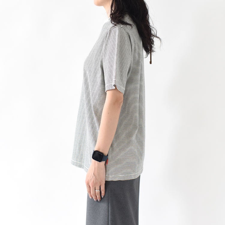 ナローボーダー　クルーネック半袖Tシャツ