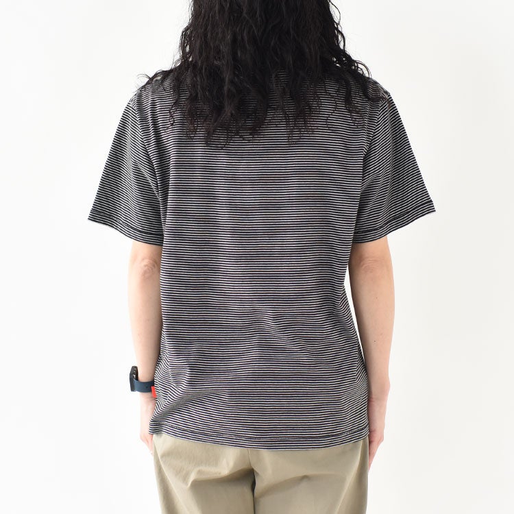 ナローボーダー　クルーネック半袖Tシャツ