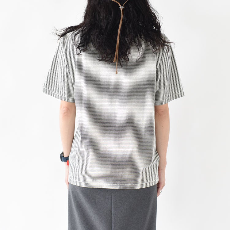 ナローボーダー　クルーネック半袖Tシャツ