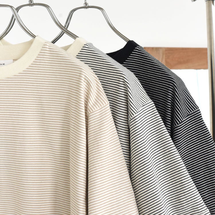 ナローボーダー　クルーネック半袖Tシャツ