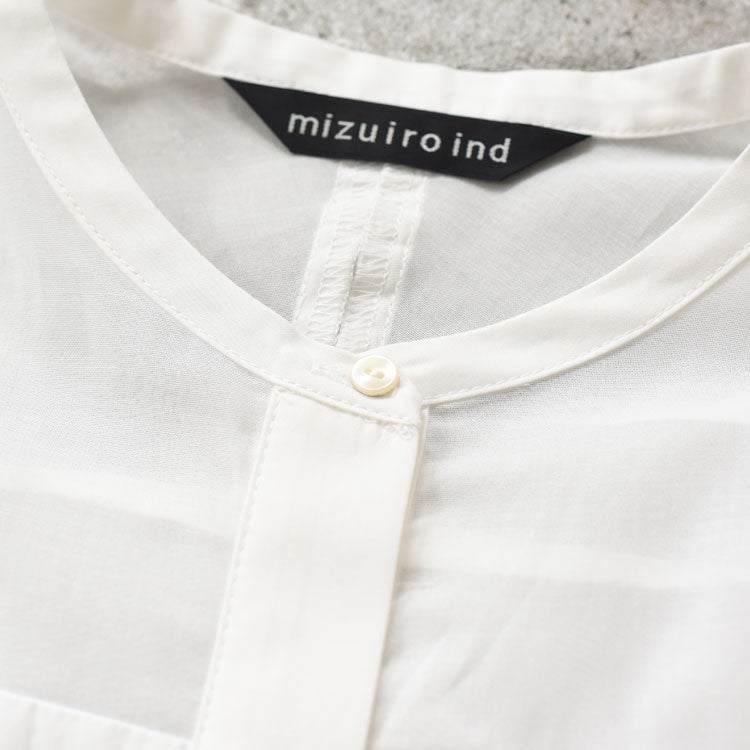 sheer shoulder stand collar wide shirt シアーショルダースタンドカラーワイドシャツ