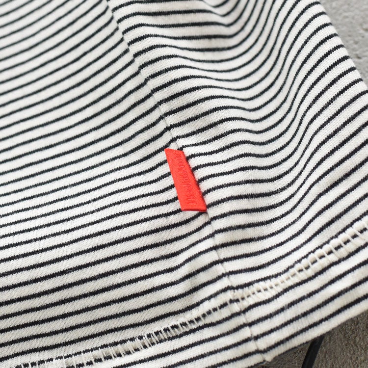 ナローボーダー　ワイドヘンリーネック半袖Tシャツ