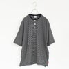 ナローボーダー　ワイドヘンリーネック半袖Tシャツ