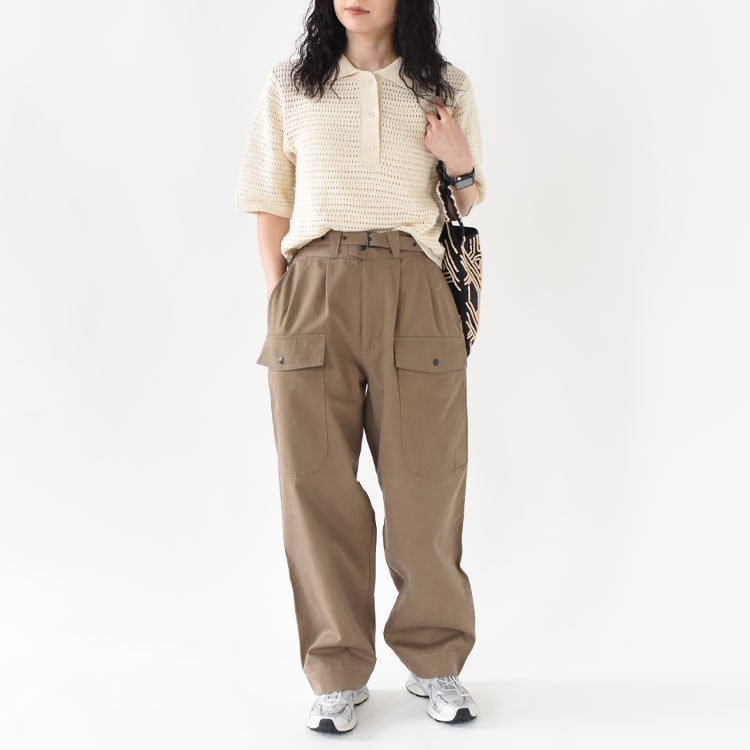 Sheer open-knit polo pullover シアーオープンニットポロプルオーバー
