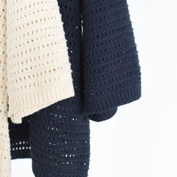 Sheer open-knit polo pullover シアーオープンニットポロプルオーバー