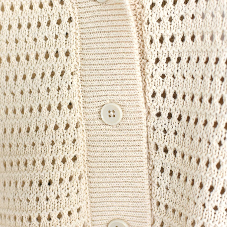 Sheer open-knit polo pullover シアーオープンニットポロプルオーバー