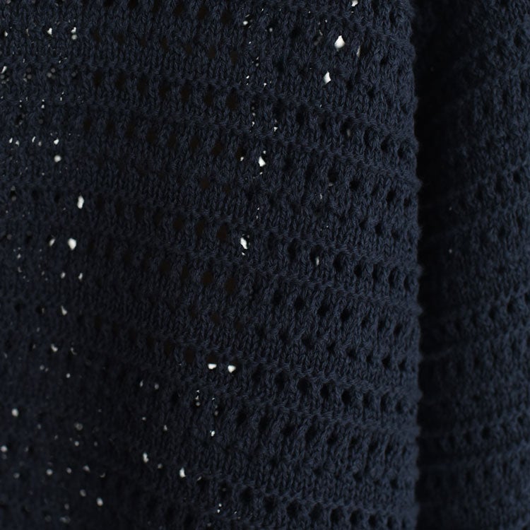 Sheer open-knit polo pullover シアーオープンニットポロプルオーバー