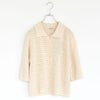Sheer open-knit polo pullover シアーオープンニットポロプルオーバー