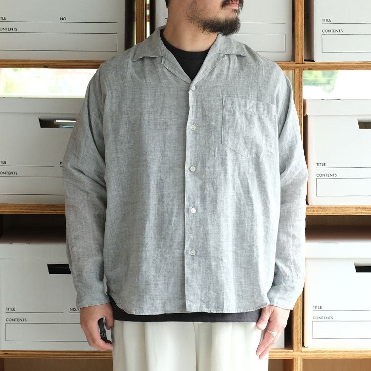 RAMIE CHAMBRAY OPEN COLLER L/S SHIRT ラミーシャンブレー  オープンカラー L/S シャツ
