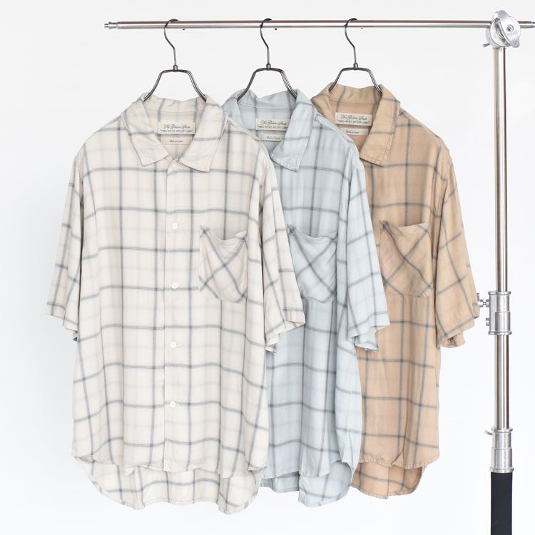rayon twill check S/S shirt レーヨンツイルチェック半袖シャツ