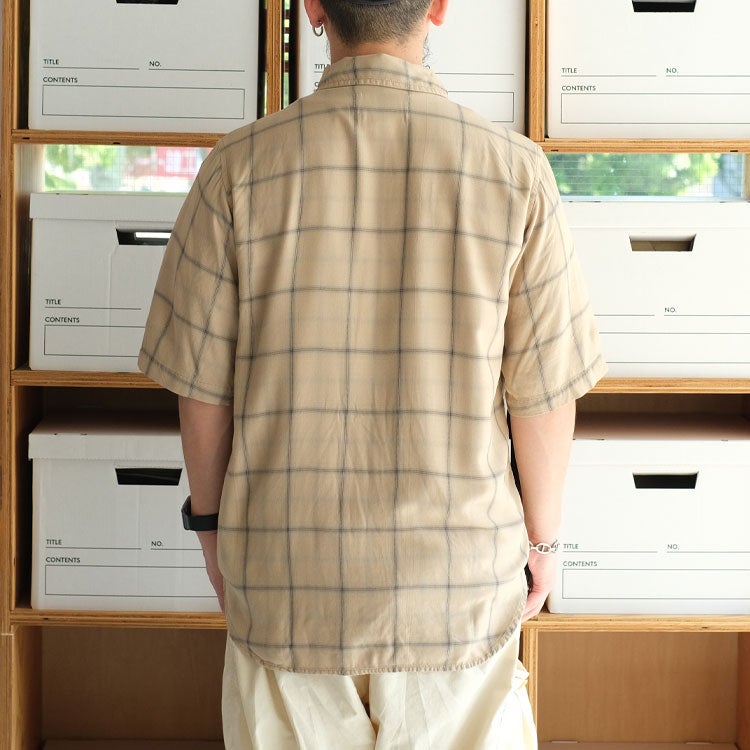 rayon twill check S/S shirt レーヨンツイルチェック半袖シャツ