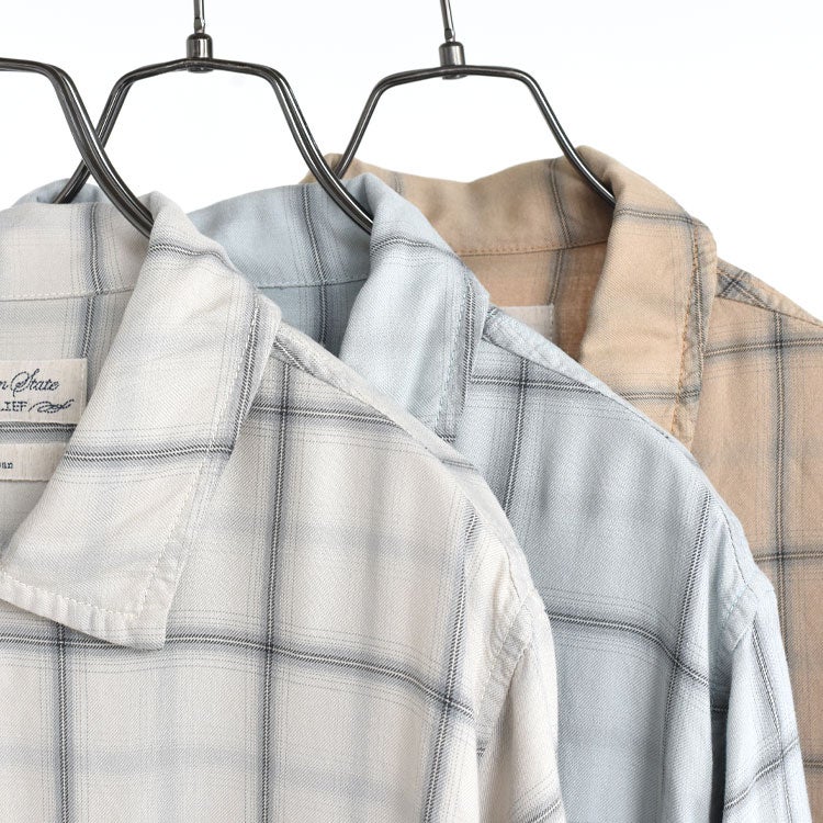 rayon twill check S/S shirt レーヨンツイルチェック半袖シャツ