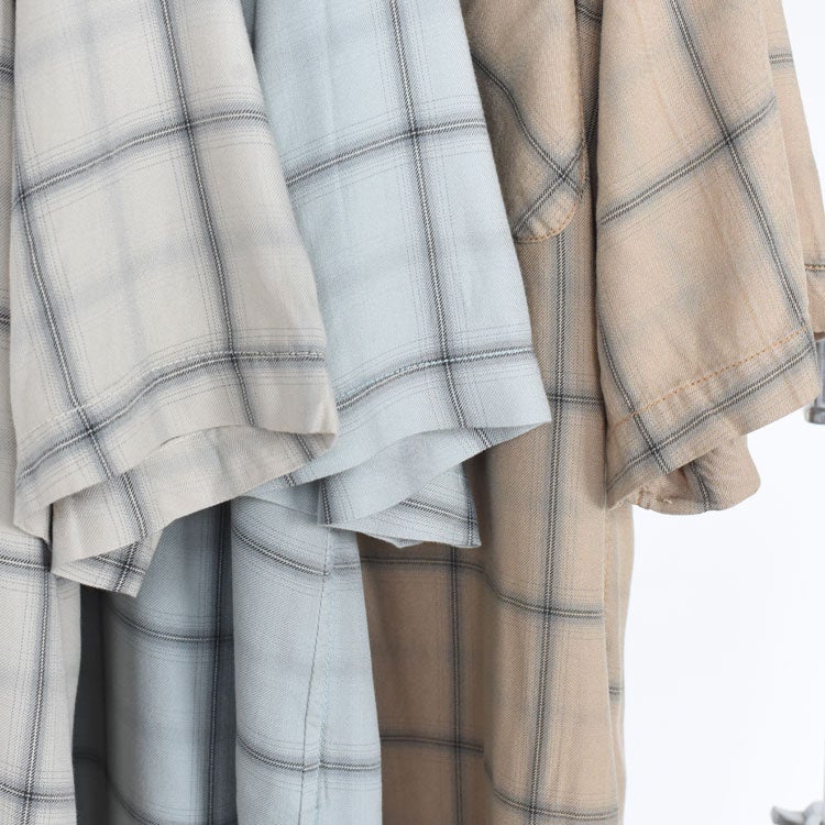 rayon twill check S/S shirt レーヨンツイルチェック半袖シャツ