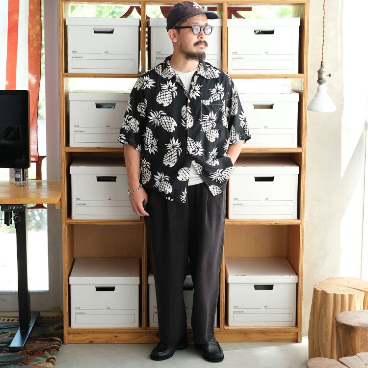 PINEAPPLE PRINT ALOHA SHIRT パイナップル柄アロハシャツ