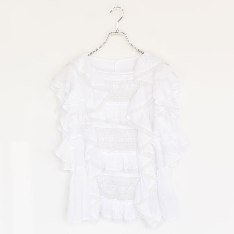 frill lace nosleeve blouse フリルレースノースリーブブラウス