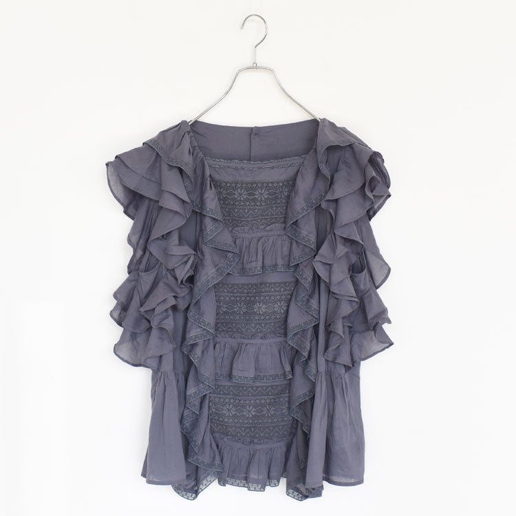frill lace nosleeve blouse フリルレースノースリーブブラウス