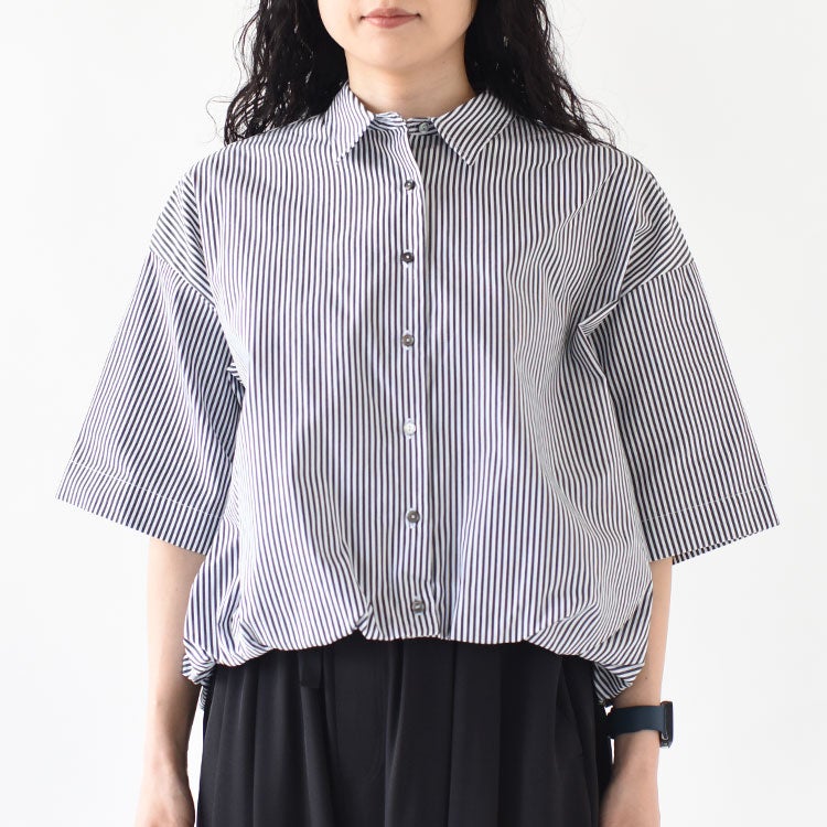 stripe half slv ballon shirt ストライプハーフスリーブバルーンシャツ