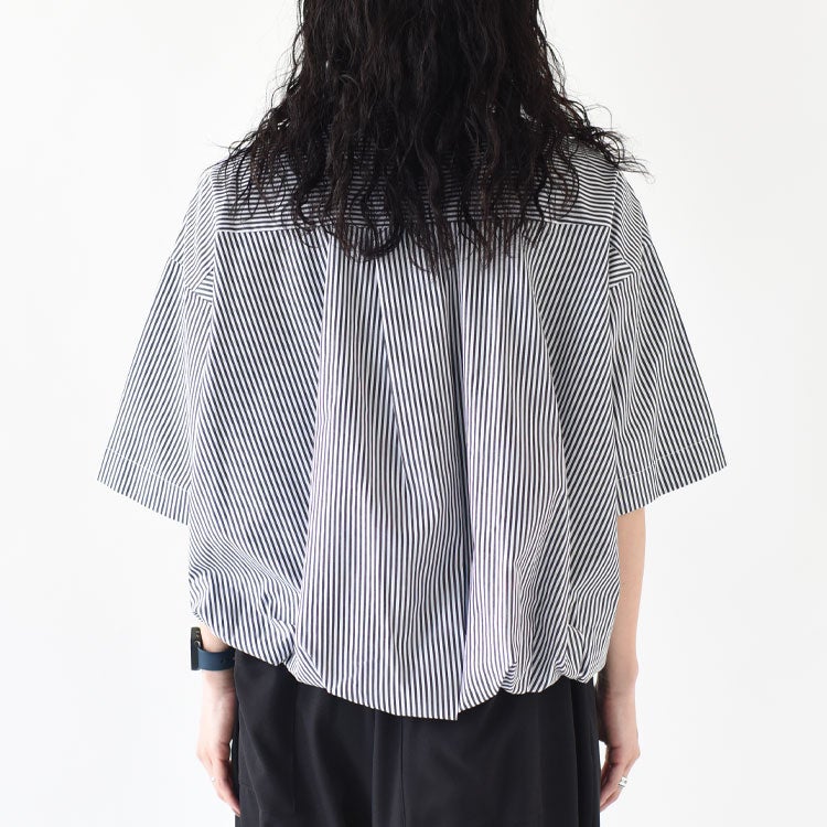 stripe half slv ballon shirt ストライプハーフスリーブバルーンシャツ