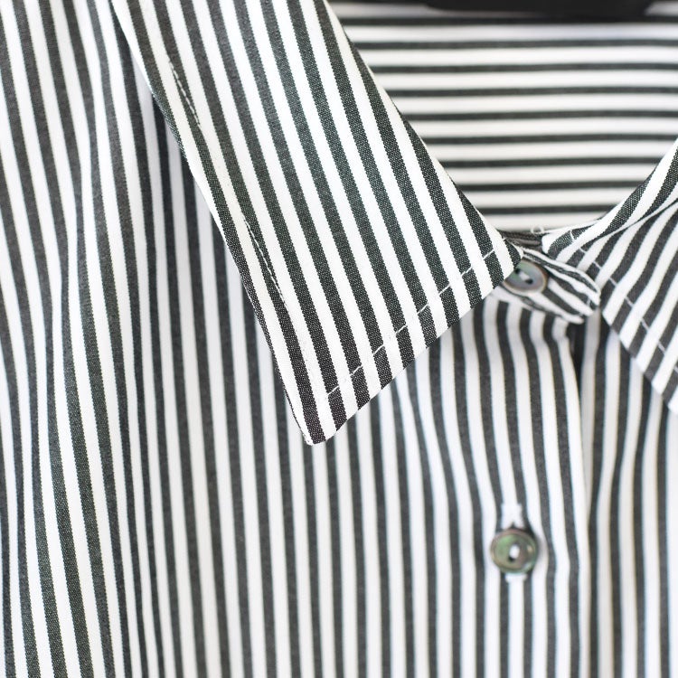 stripe half slv ballon shirt ストライプハーフスリーブバルーンシャツ