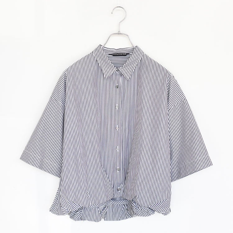 stripe half slv ballon shirt ストライプハーフスリーブバルーンシャツ