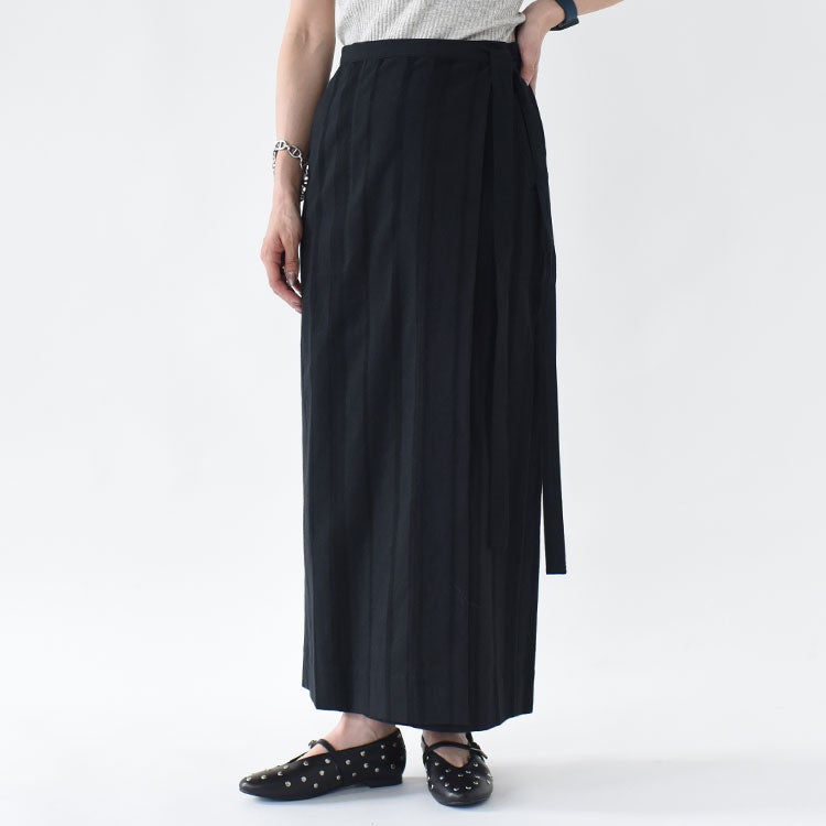 LINEN STRIPED WRAP SKIRT リネンストライプラップスカート