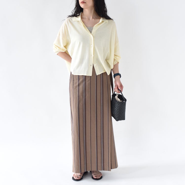 LINEN STRIPED WRAP SKIRT リネンストライプラップスカート