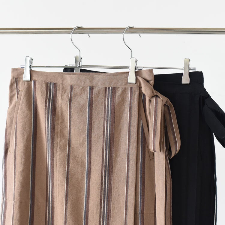 LINEN STRIPED WRAP SKIRT リネンストライプラップスカート