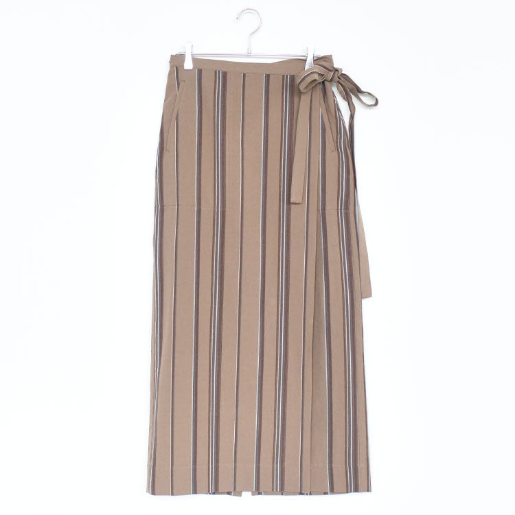 LINEN STRIPED WRAP SKIRT リネンストライプラップスカート