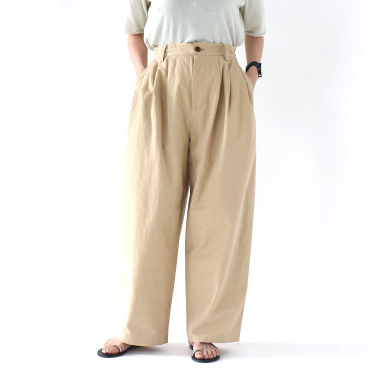 HEMP THREE TUCK WIDE PANTS ヘンプスリータックワイドパンツ